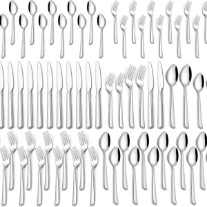 60 Piece Silverware Set For 12, Stainless Steel Flatware/Tableware Set Include Spoons/Forks/Knives, Yoehka Mirror Polished Cutlery Set For Home Kitchen Restaurant Hotel, Durable,Dishwasher Safe