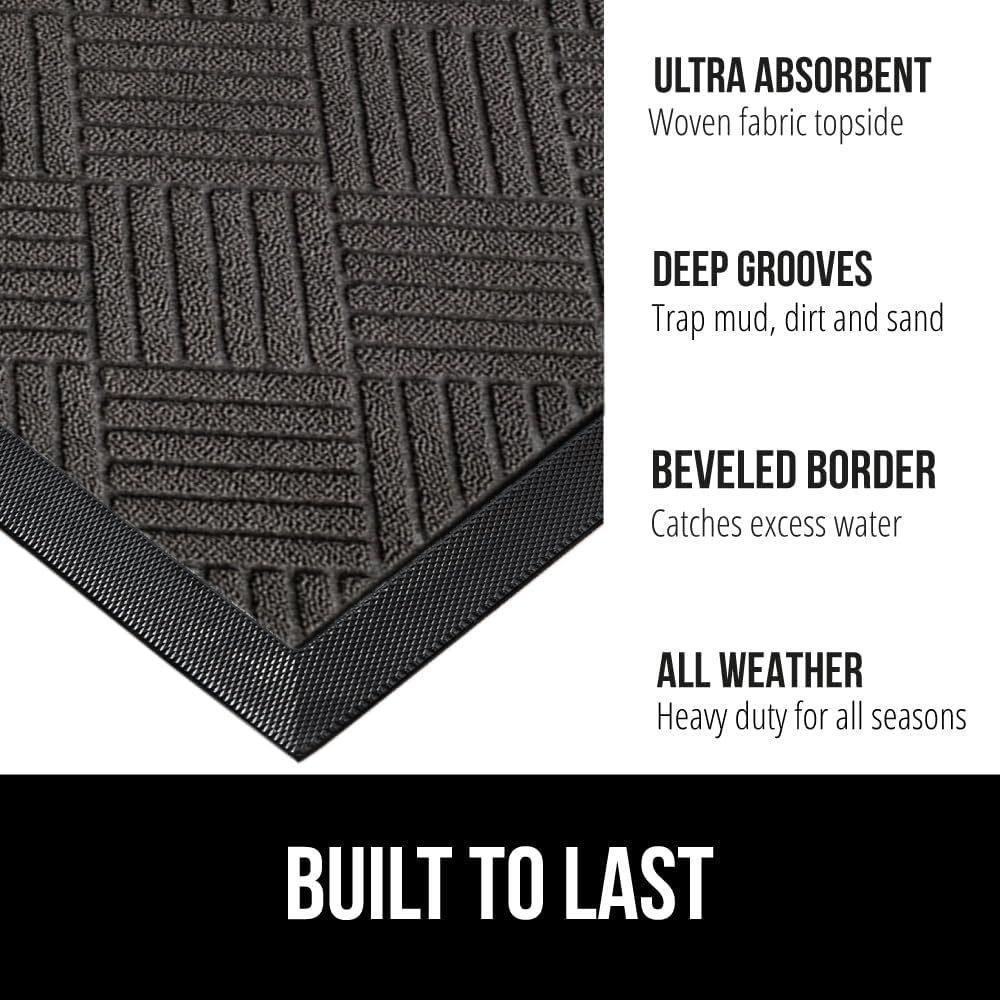 Gorilla Grip 100% Waterproof All-Season WeatherMax Doormat, Durable Natural Rubber, Stain and Fade Resistant, Low Profile, Indoor Outdoor Door Mats, Easy Clean Patio Entrance Mat, 17x29, Gray Diamond - Image 2