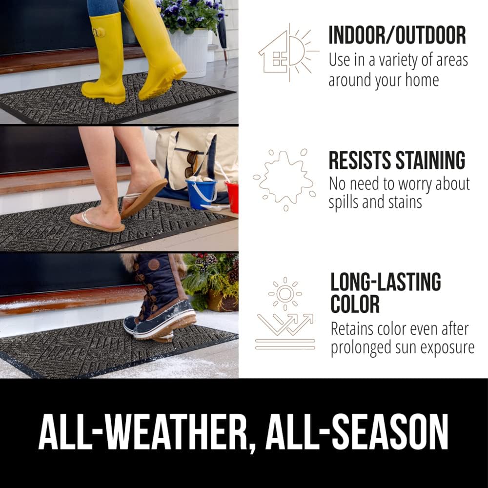 Gorilla Grip 100% Waterproof All-Season WeatherMax Doormat, Durable Natural Rubber, Stain and Fade Resistant, Low Profile, Indoor Outdoor Door Mats, Easy Clean Patio Entrance Mat, 17x29, Gray Diamond - Image 3