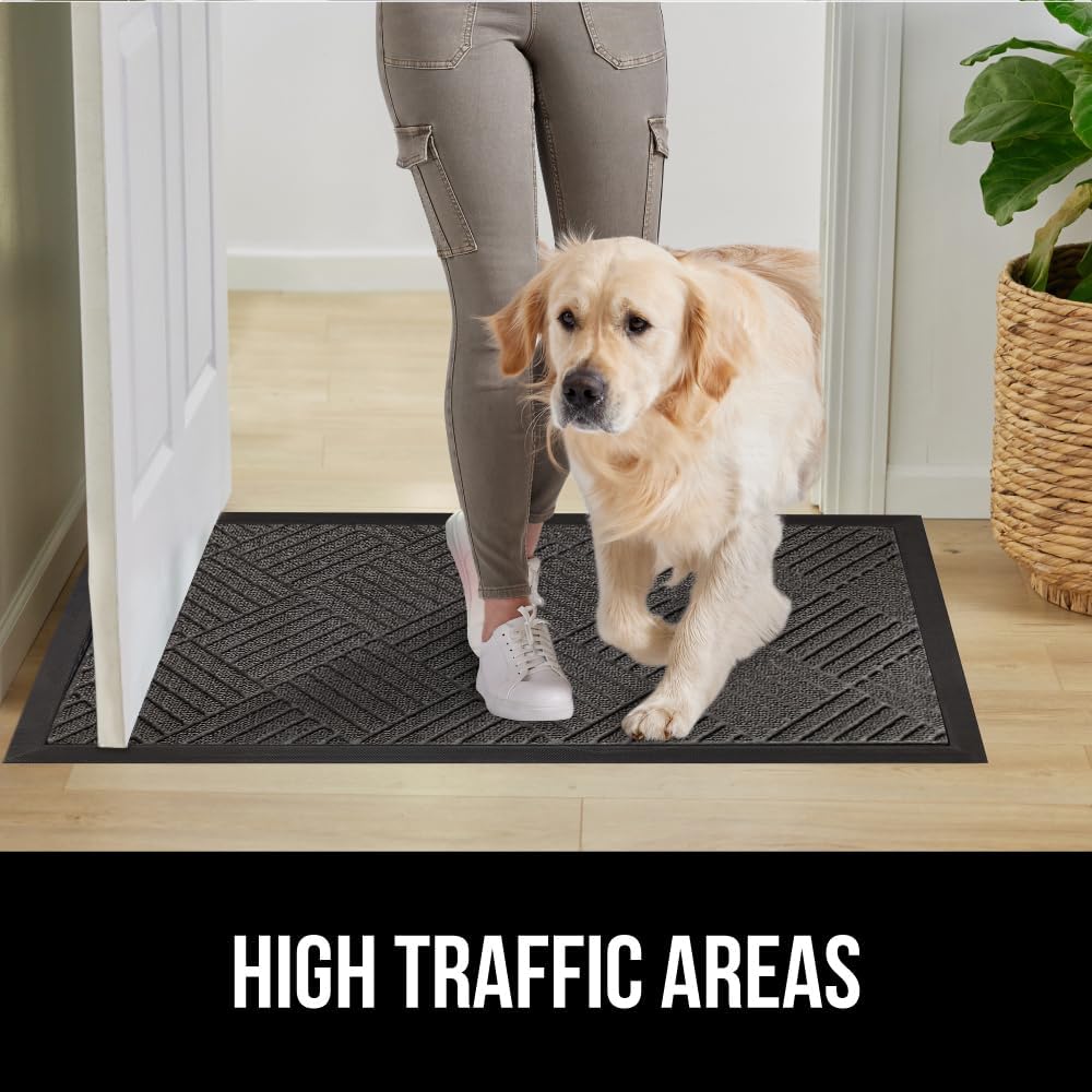 Gorilla Grip 100% Waterproof All-Season WeatherMax Doormat, Durable Natural Rubber, Stain and Fade Resistant, Low Profile, Indoor Outdoor Door Mats, Easy Clean Patio Entrance Mat, 17x29, Gray Diamond - Image 6