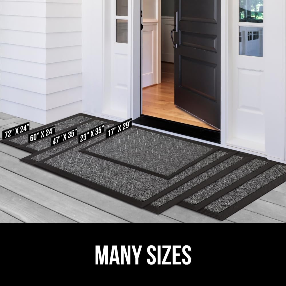 Gorilla Grip 100% Waterproof All-Season WeatherMax Doormat, Durable Natural Rubber, Stain and Fade Resistant, Low Profile, Indoor Outdoor Door Mats, Easy Clean Patio Entrance Mat, 17x29, Gray Diamond - Image 8