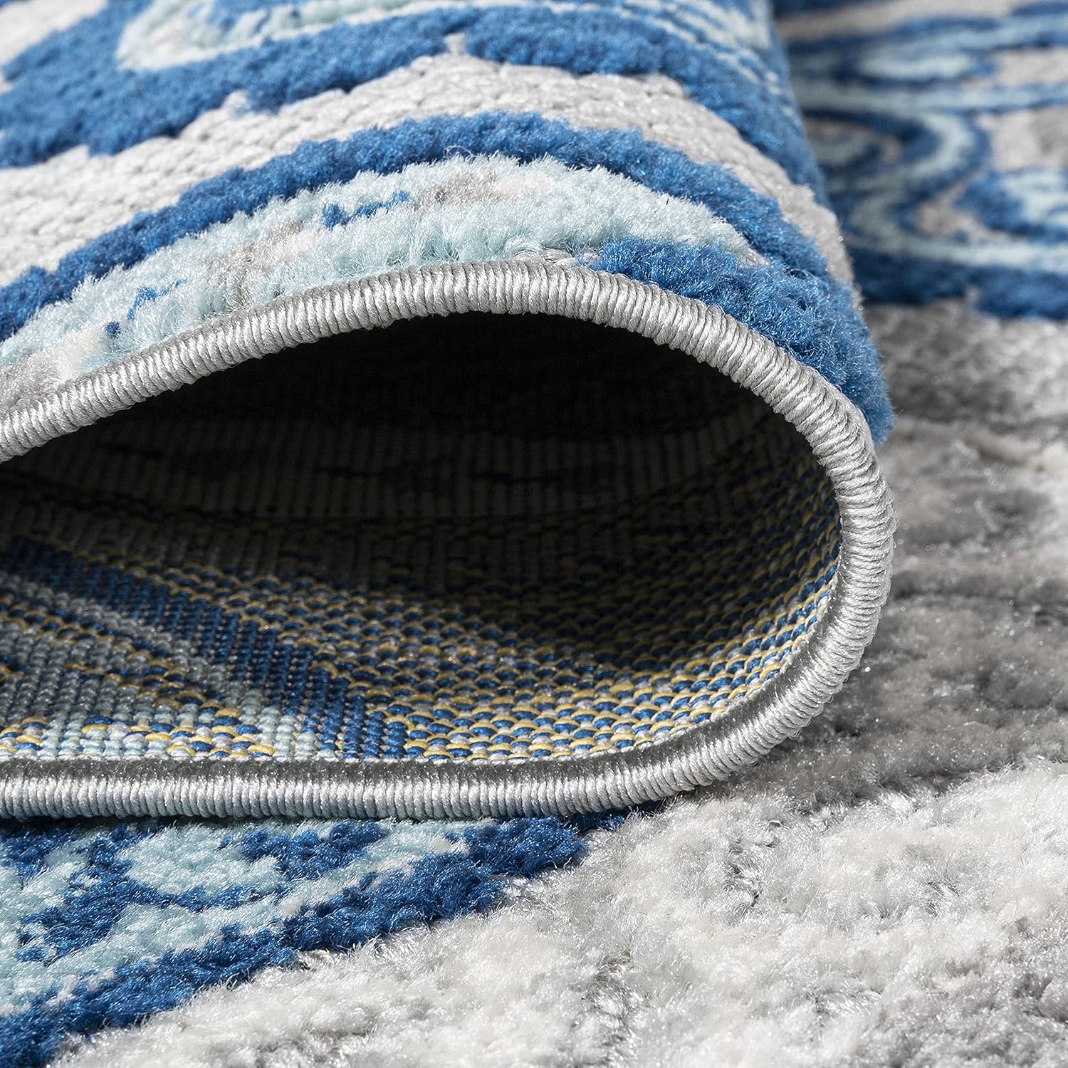 JONATHAN Y AMC102C-4 Julien Paisley High-Low Indoor Outdoor Area-Rug Bohemian Floral Easy-Cleaning High Traffic Bedroom Kitchen Backyard Patio Porch Non Shedding, 4 X 6, Blue/Light Gray - Image 5