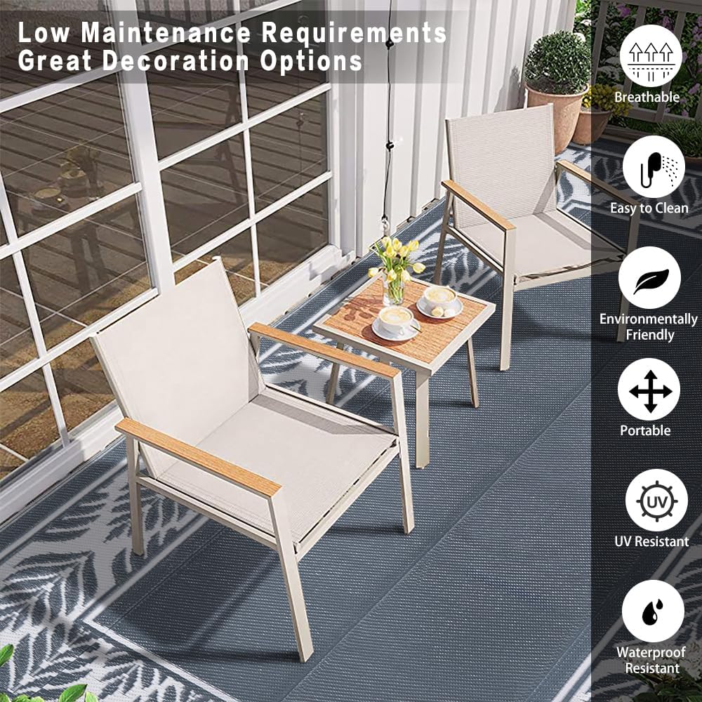 Outdoor Plastic Straw Rug, Waterproof Mat, Washable Large Floor Mat and Rug for Outdoors, RV, Beach, Patio, Camping, Backyard, Deck, Picnic, Trailer,Outside (Olive-Leaf/Grey&White,5x8ft) - Image 3